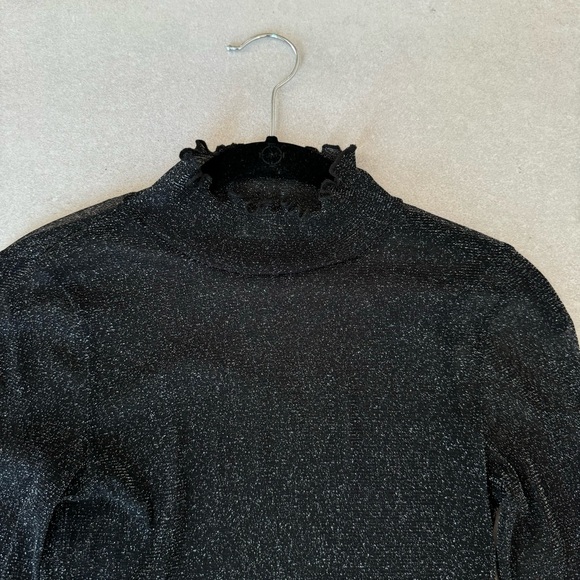 MADISON & BERKELEY SHEER SPARKLY LONG SLEEVE TOP - Picture 6 of 7